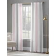 thumbnail image 5 of Pink Grey Striped Semi Sheer Curtains 108 Inch Length 2 Panels Set, Geometric Vertical Stripes Minimalist Sheer Kitchen Curtain Privacy Voile Window Curtain for Living Room Bedroom Rod Pocket Drapes, 5 of 7