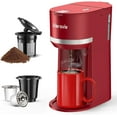 thumbnail image 1 of Single Serve Coffee Maker Machine for K-Cup and Ground Coffee, 6 to 12 oz. Brew Sizes, Fast Brew Single Cup Coffee Machine with Descaling Reminder and Water Window, Perfect for Small Spaces, Red, 1 of 7