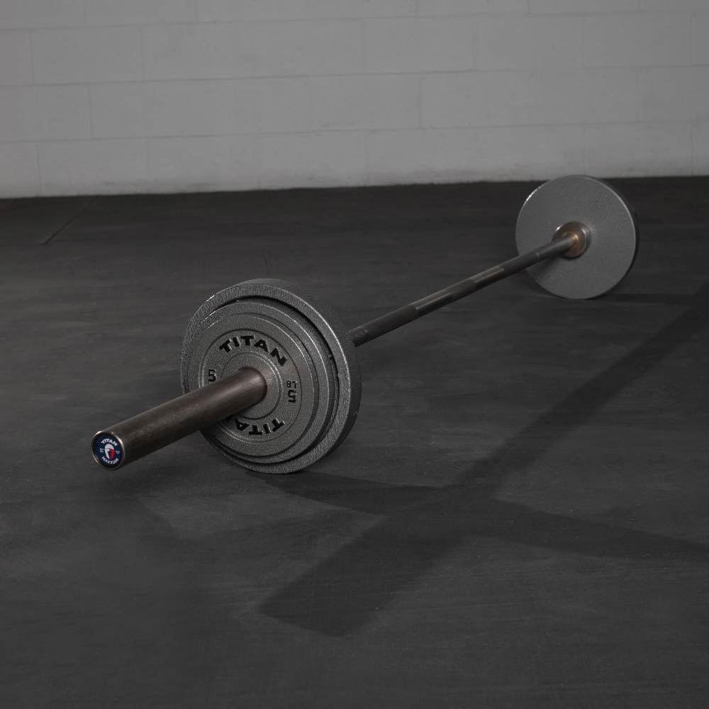 Titan Fitness 5 LB Cast Iron Olympic Plates, Sold In Pairs, Classic Weight Plate Design, Silver Hammer Finish
