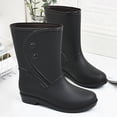 thumbnail image 5 of Chaussures de Pluie pour Femmes Mode Doublées Chaudes Bottines Couleur Unie Talon Bas Bottes de Pluie pour Femmes, 5 of 5
