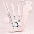 thumbnail image 3 of Ludlz 1 Set Spoon Cutlery Comfortable Grip Small And Exquisite Creative Portable Cartoon Rabbit Tableware Stainless Steel Spoon Fork Chopsticks Cutlery Set with Box Home Supply, 3 of 8