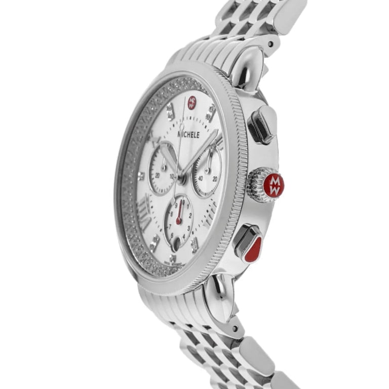 Michele Sport Sail Diamond Mother of Pearl Steel Women display picture 1