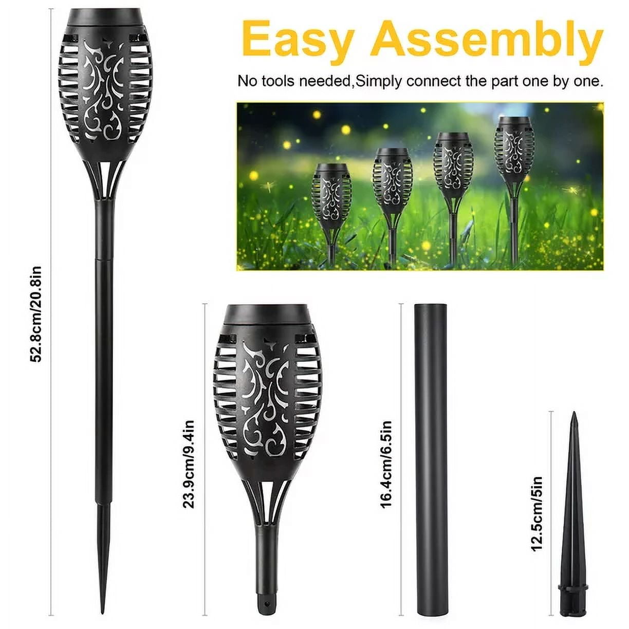 Sennachine Waterproof LED Solar Lights, Plastic Flickering Flame Effect, (12 Pack)