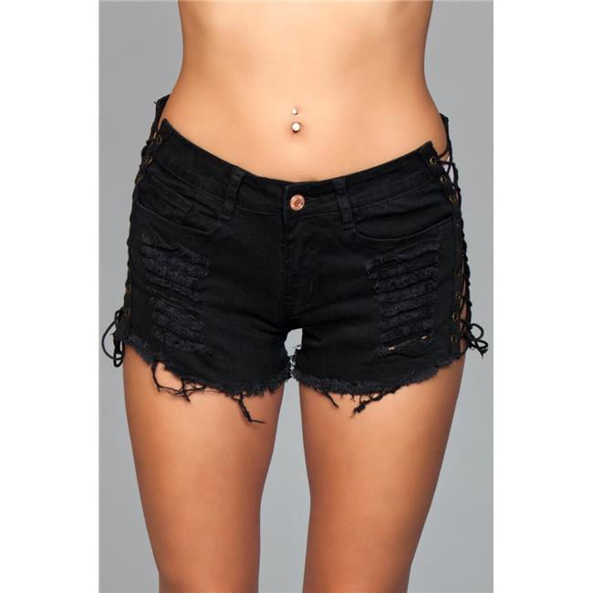 Be Wicked BWJ4BL Laced Denim Booty Shorts 