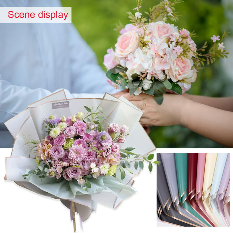 Luxury Gold Reversible Floral Wrapping Paper Waterproof Flower Arrangement Wrapping  Paper Wholesale 20 Sheets