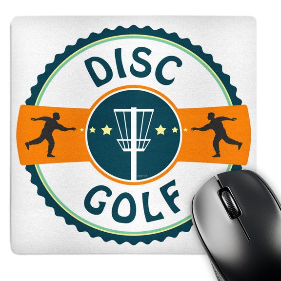 3dRose, Disc Golf - silhouette of putters throwing at a disc golf basket, MousePad