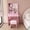 Pink + MDF + MDF+glass+4, variant on YANGXUN Vintage Bedroom Dressing Table with Mirror and Adjustable LED Lights Retro Vanity Station with Integrated Electrical Outlet and Matching Cushioned Stool