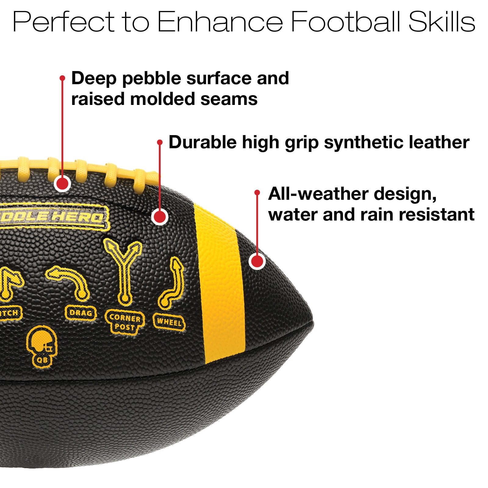 Huddle Hero Mini Football 2-Pack w/ Pump (Black/Green and Brown/White) (Black and Orange, Mini)