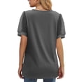 thumbnail image 4 of Summer Oversize Shirts for Womens Fashion Causal Vintage Solid Color Blouse Short Sleeve T-Shirt Top, 4 of 6