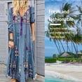 thumbnail image 3 of Vestido largo con estampado floral bohemio Cuello en V Cordón con cordones Ropa de manga larga tholdsy AP000133-57B, 3 of 5