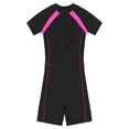 thumbnail image 5 of Zaldita Womens One Piece Short Sleeve Beach Swimming Surfing Jumpsuit Athletic Swimwear Bodysuit Black Hot Pink XL, 5 of 7