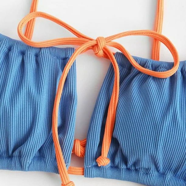 Swimsuit for Women Ladies Tie Side String Bikini Sets Square Backless  Swimwear 