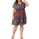 thumbnail image 2 of Vestido Boho de Talla Grande para Mujeres Agnes Orinda, Cuello en V, Hombro Caído, Cintura con Cordón, Vestidos de Playa 4X Azul Real, 2 of 6
