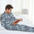 thumbnail image 6 of Susaid Paisley Floral Branches Print Men's Long Sleeve Pajama Set, Two-Piece Button-Down Loungewear PJs Set, Comfortable Sleepwear for Relaxation-XX-Large, 6 of 7