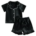 thumbnail image 4 of WUANDIXFA Cute Pajamas Set for Girls 1-13 Years, Kids Summer Button Down Matching Y2k Loungewear PJs Gift,Black,12-13 Years, 4 of 4