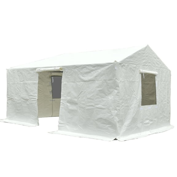 CoSoTower 12'X20' Gazebo Cover for Hardtop Gazebos, Outdoor Universal Winter Gazebo Cover with Sidewalls and Mesh Windows, All Season Waterproof Enclosed Gazebo Cover, White