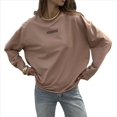 thumbnail image 3 of Camisetas de Larga Extragrandes para Mujer 2025, Camisetas Básicas de Cuello Redondo, Tops de Otoño, Ropa Informal de Entrenamiento Y2K Caqui L, 3 of 9
