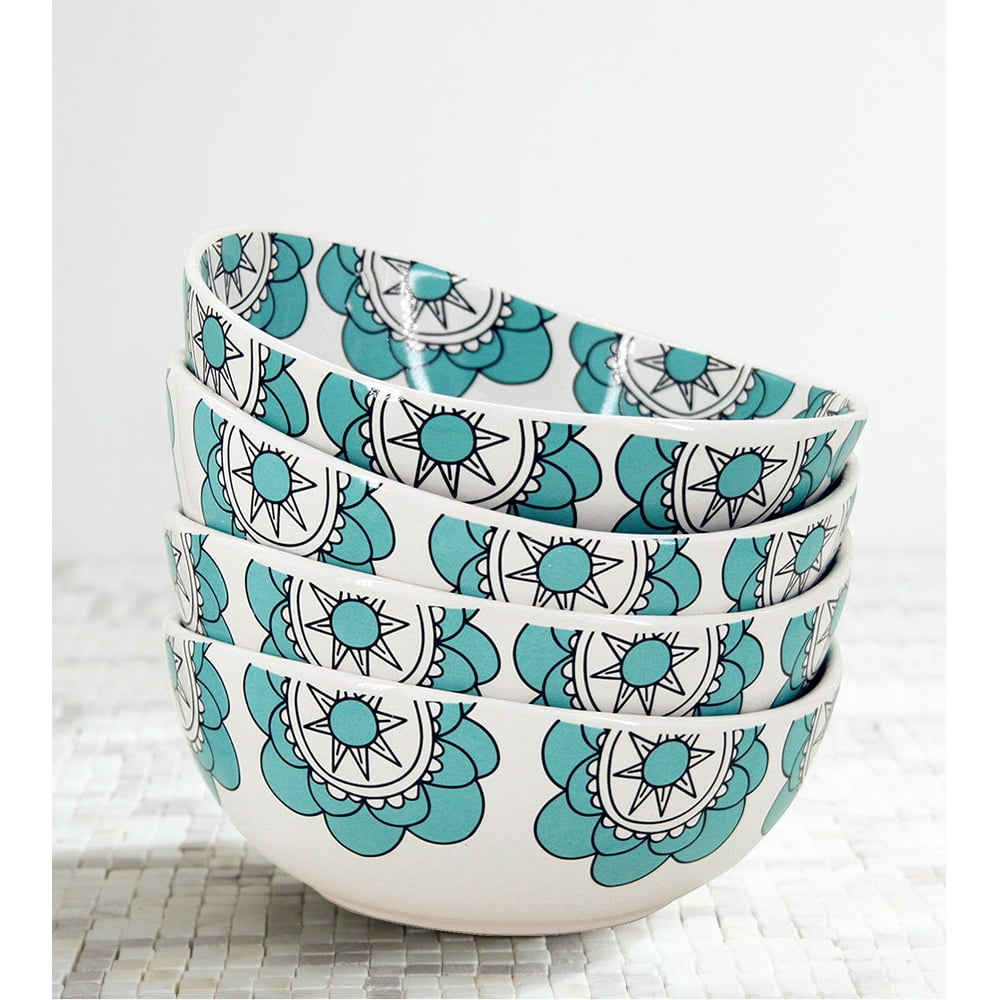 Ceramic Bowl Set 4 for Soup Cereal Rice 20 Ounce Each ...