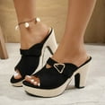 thumbnail image 6 of WRKEKC Womens Sandals Solid Square Toe Open Toe Thick Heel High Heel Slippers for Ladies Comfortable Shoes, 6 of 8