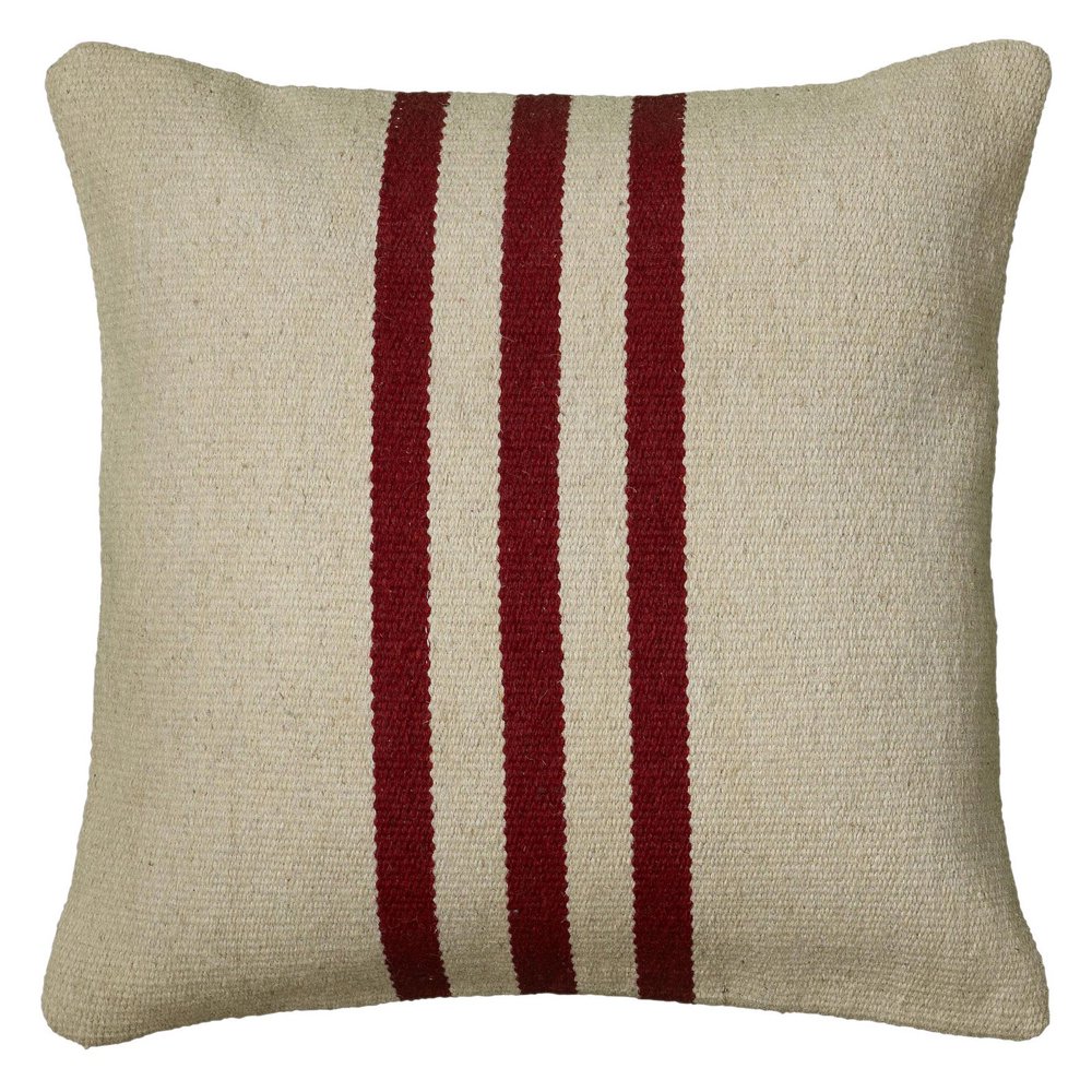 Rizzy Home Decorative Poly Filled Throw Pillow Stripe 18"X18" Red