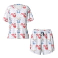 thumbnail image 5 of Wukai Red Squirrel And Blue Rabbit Women's Pajama Set,Short-Sleeve Top and Shorts with Elastic Waistband and Pockets for Loungewear, Yoga, and Casual Wear-XX-Large, 5 of 8