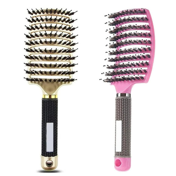 Hairstreaq Detangling Brush, Detangler Hair Brushes, Curved and Vented for Wet or Dry Detangling Hair Brush for Men, Women & Kids‘ Long, Thick, Thin, Curly & Tangled Hair (Pink Gold)