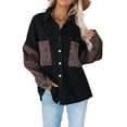 thumbnail image 1 of goowrom Women's Long Sleeve Button Down Leopard Contrast Loose Denim Jackets, 1 of 7