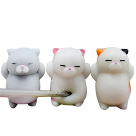 Plane Stress Reliever - Outtop 3pcs Cute Mochi Squishy Cat Squeeze Healing Fun Kids Kawaii Toy Stress Reliever