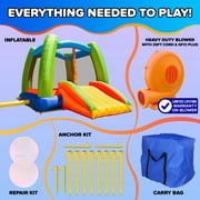Sportspower Kids Inflatable Bounce House with Slide & Blower, Bouncy Castle Jumper for Backyard Outdoor Indoor Play, Toddler Bounce House Ages 3–8