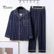 thumbnail image 2 of Conjunto de pijama de hombre de 2 piezas: camisa de manga larga con solapa y estampado a cuadros, pantalón largo con cintura elástica y corte holgado., 2 of 5