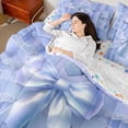 thumbnail image 4 of Manfei Teens Female Kawaii Bow Knot Twin Bedding Sets 7-Piece,Dreamy Princess Bedding Comforter Set Microfiber,Love Heart Print Stripes Breathable Sheet Sets,Lightweight Room Decor,Reversible, 4 of 8