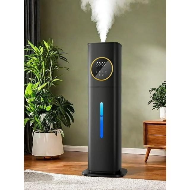 Humidificador Lacidoll para habitación grande y dormitorio de 8 litros con luz nocturna, color negro