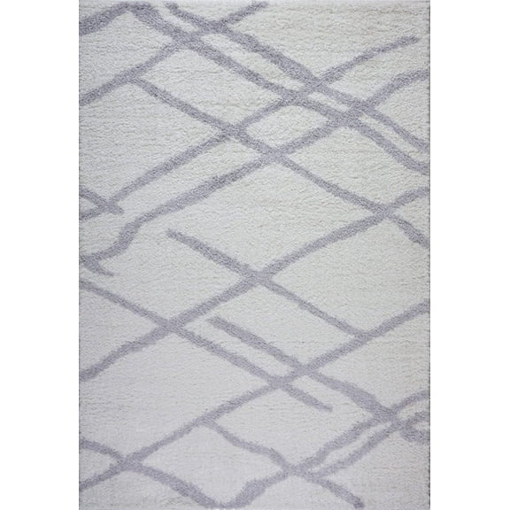 Ladole Rugs Shaggy Tangier Turkish Smooth Soft Made by Machine Indoor Big Runner Rug in White Light Gray, 3x10 (2'7" x 9'10", 80cm x 300cm)