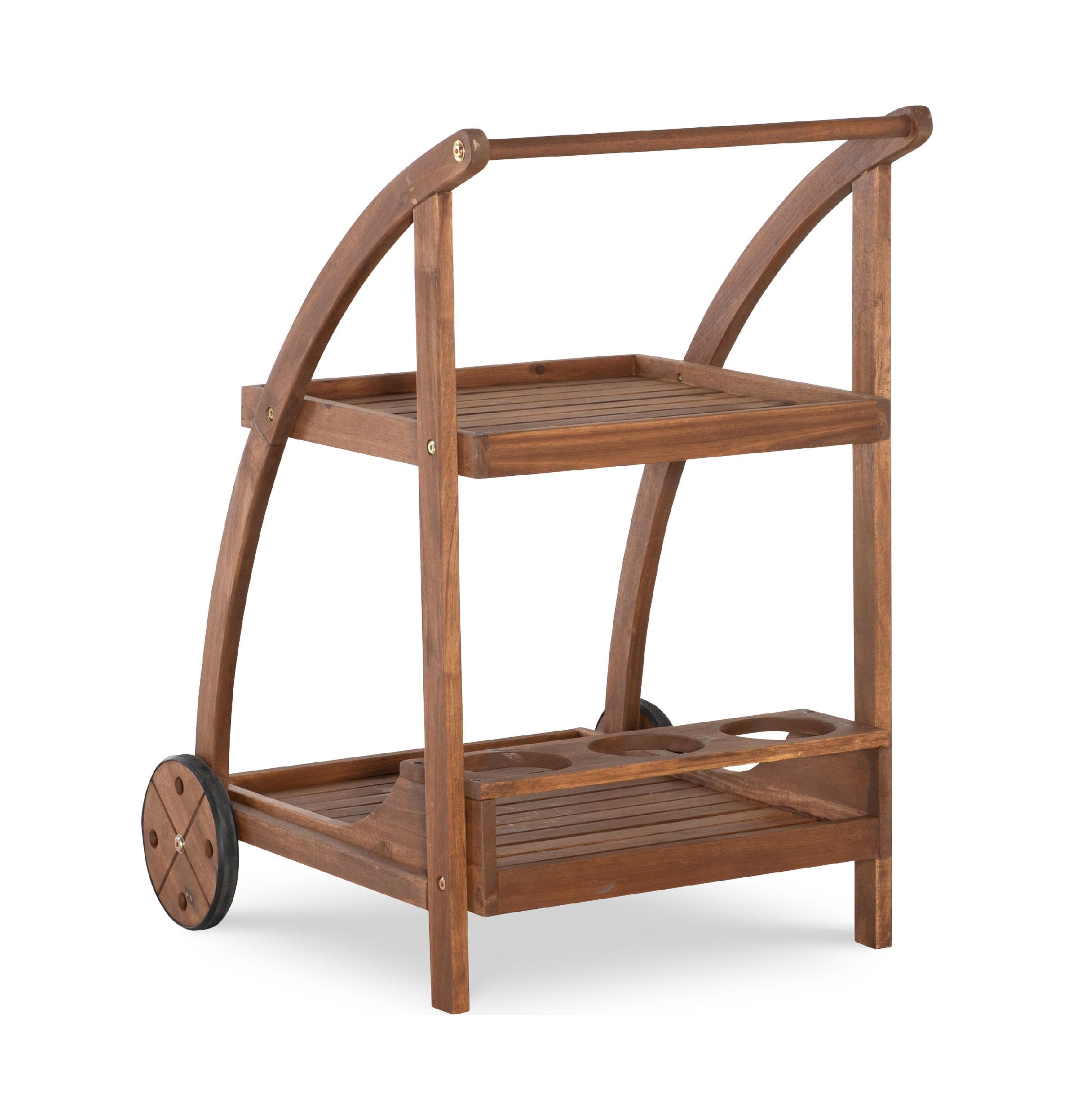 Linon Crosscreek 2-Tier Outdoor Drink Trolley, Acorn Finish
