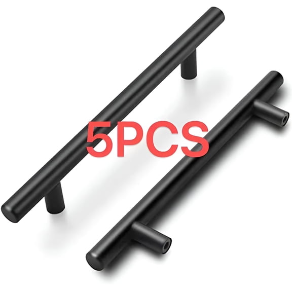 LAMIRO Kitchen Cabinet Handles,Matte Black,7-inch Flat Black Cupboard Pulls,Set of 5