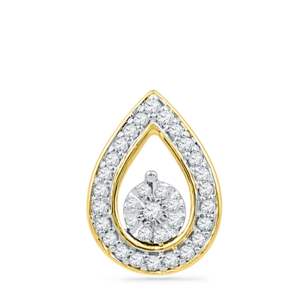 Details about   10k Yellow Gold Pear White Topaz Pendant with 16" Chain