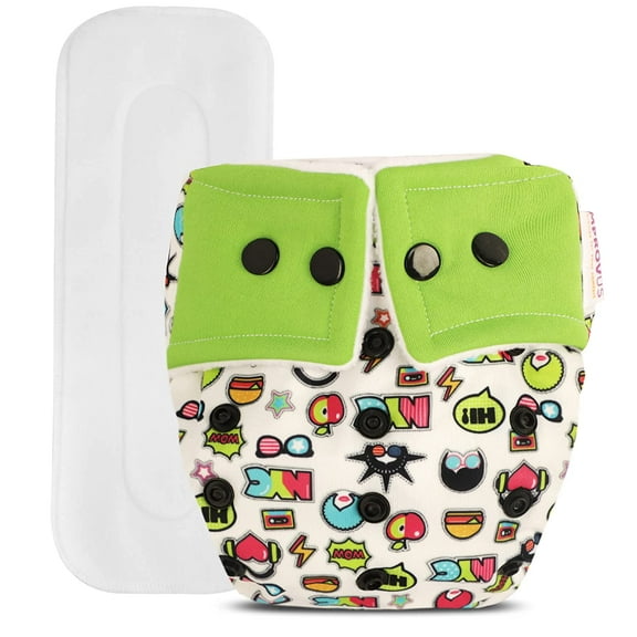 IMPROVUS Free Size Washable & Reusable Cloth Diaper With 1 Dry Feel Absorbent Soaker Pad (3Months- 3Years) (Green)