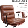 thumbnail image 3 of KLASIKA Ergonomic Office Desk Chair with Wheels and Arms, Faux Leather Computer Chair for Home Bedroom Office, Brown Chair Black Caster Capacity up to 300lb, 3 of 5