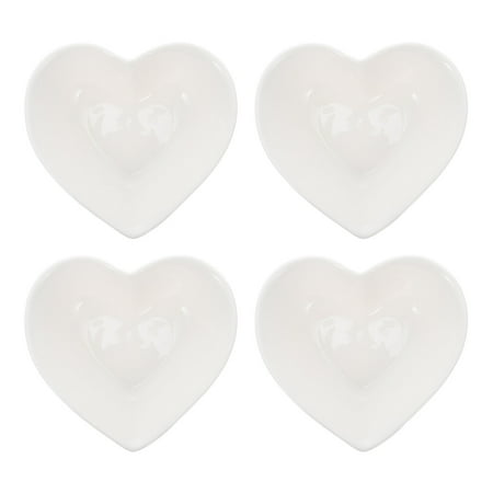

4 Pcs Ceramic Food Bowl Fruit Bowl Heart Shaped Salad Bowl Food Serving Bowl