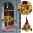 thumbnail image 5 of 21.65" Lighted Christmas Gnome Wreath, Red Hat Swedish Tomte with LED Lights and Green Pine Base for Front Door Hanging Decor, 5 of 9