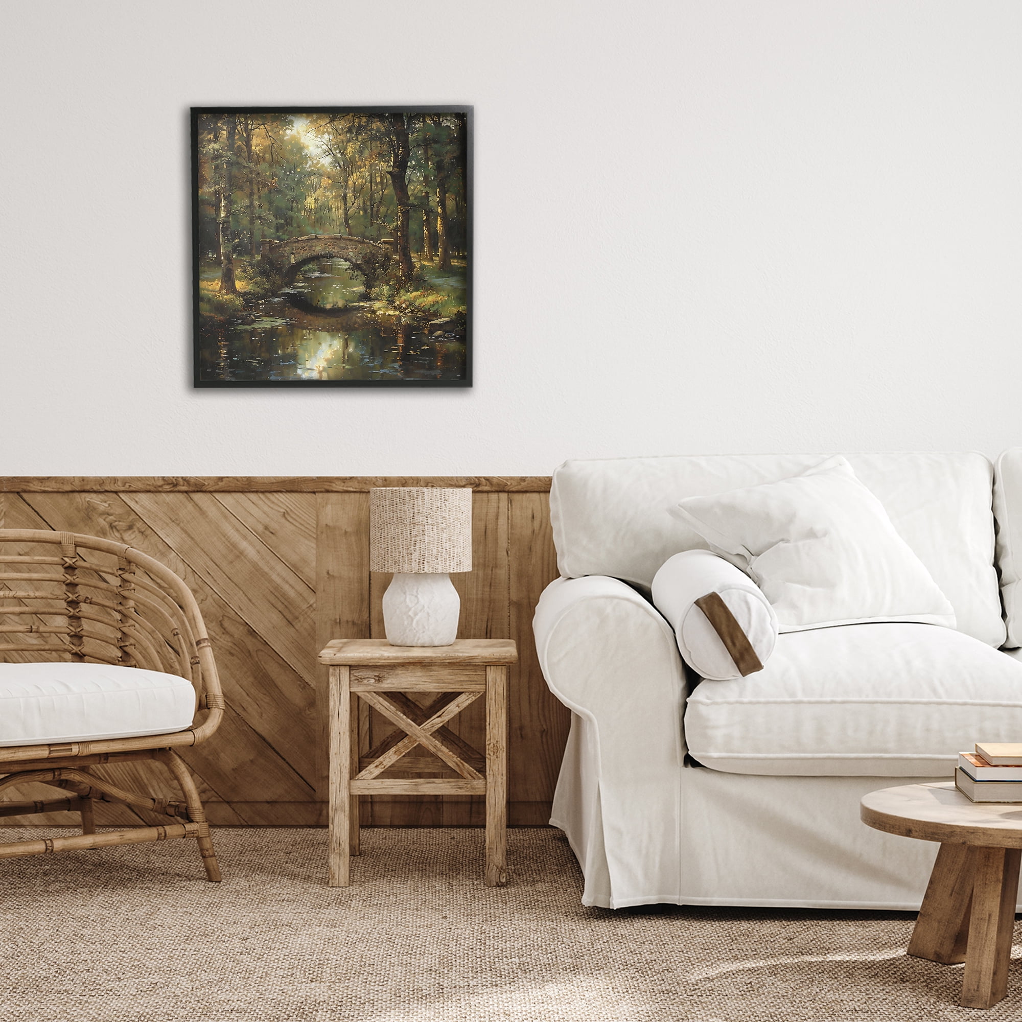 Stupell Industries Forest Bridge in Autumn Light Black Framed Giclee Art, design by Creative Studio
