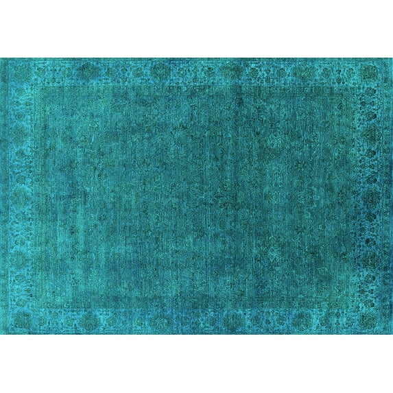 Ahgly Company Indoor Rectangle Oriental Turquoise Blue Industrial Area Rugs, 2' x 4'