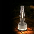 thumbnail image 3 of Tubicen Cordless Battery Table Lamp, Flameless Candle Lantern with Kerosene Oil Lamp Design, 2 LED Lights, 10-Level Rotary Dimming, Blow/Tilt Off Function, Wireless Nightstand Light, Magnolia, 3 of 7