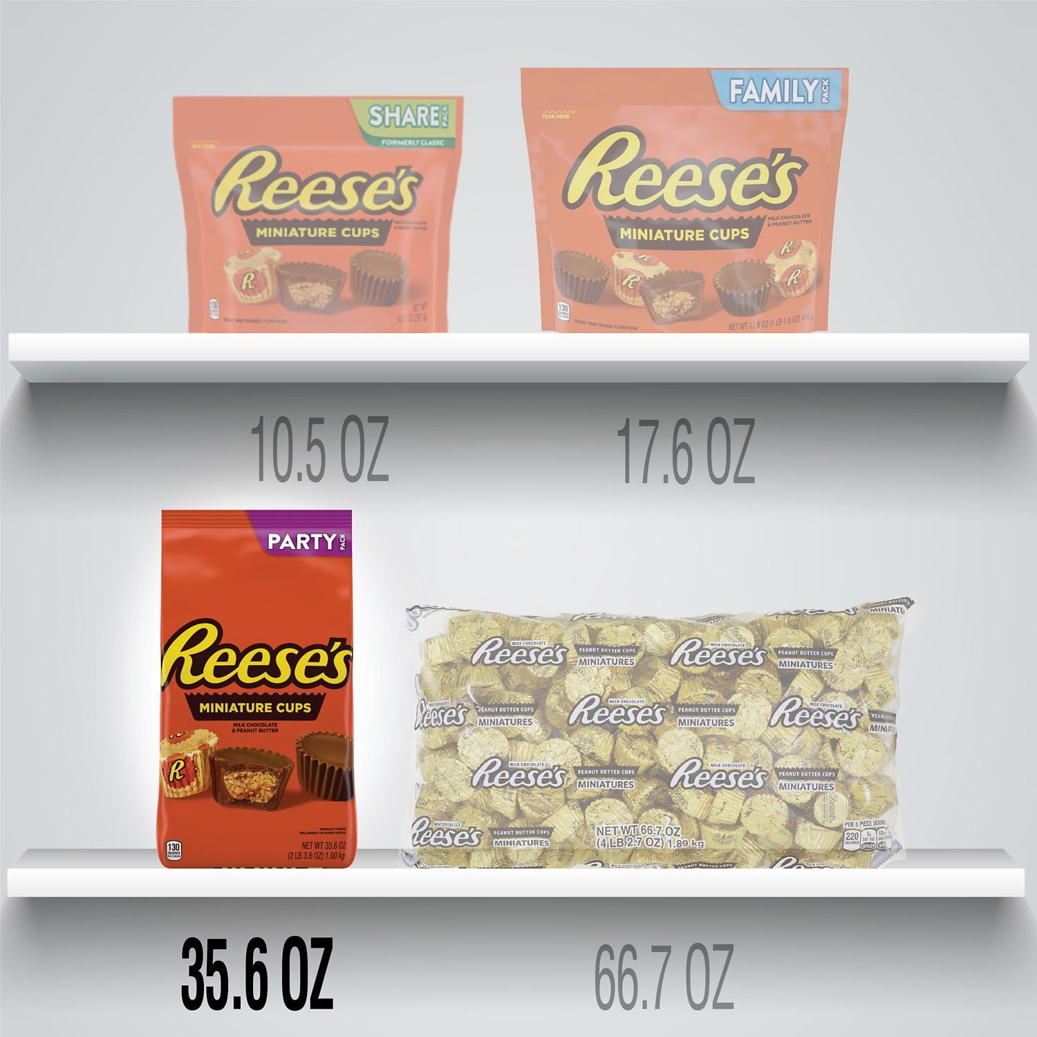 REESE'S Miniatures Milk Chocolate Peanut Butter Cups Candy, Bulk Candy, 35.6 oz, Party Bag