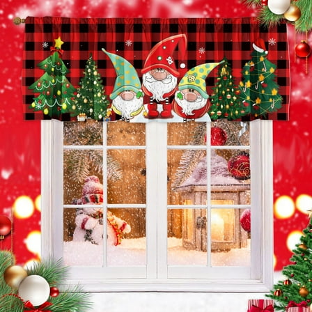 SUNWISHA Christmas Santa Claus Curtain Valances for Kitchen Windows Decor 52x18 Inch