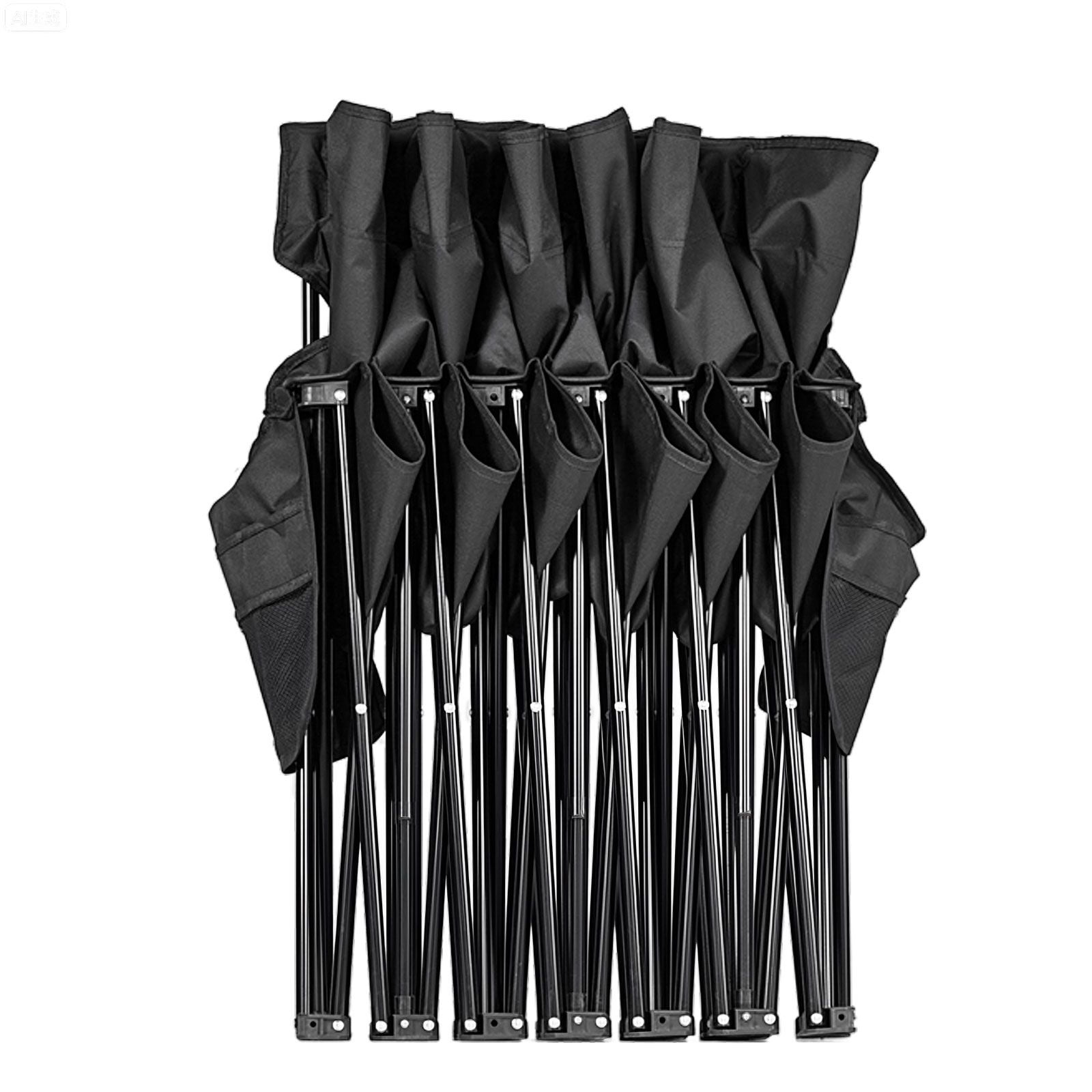 6 Person Portable Folding Sports Bench with Backrest, Multi Storage Pockets 600D Oxford Soccer Sideline Bench Φ16mm Iron Frame with Carry Bag for Football Baseball Camping Black