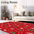 thumbnail image 2 of ODIKA 2'x3' Machine Washable Non-Slip Area Rug, Whimsical Yuletide Forest Design Hooked Kit with Starburst Embellishments High Traffic Rug with Pad, Red, 650869, 2 of 8