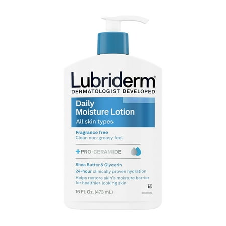 Lubriderm Daily Moisture Full Body Lotion, Fragrance-Free Moisturizer, 16 Oz