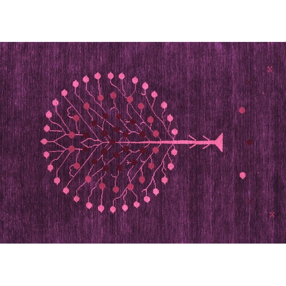 Ahgly Company Indoor Rectangle Abstract Purple Contemporary Area Rugs, 2' x 4'