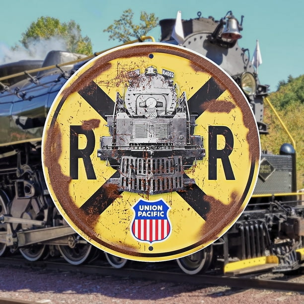 Union Pacific Railroad Crossing Steam Train Sign Rustic RR Wall Art Home Decor Union Pacific Railroad Crossing Steam Train Sign Rustic RR Wall Art Home Decor